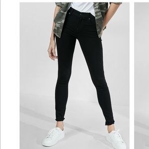 Black Mid Rise Stretch Jean Leggings